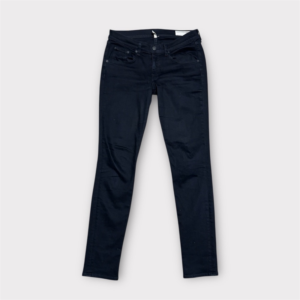027 RAG & BONE Cate Ankle Low-Rise Skinny Jean, Coal Black, Sz 28